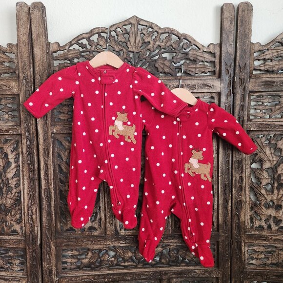 Carter's Other - First Christmas polka dot PJs, twin girls, size nb